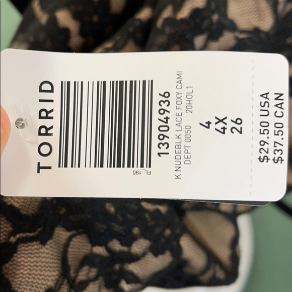 Torrid Nude & Black Lace Foxy Cami NWT Size 4X - Picture 15 of 15